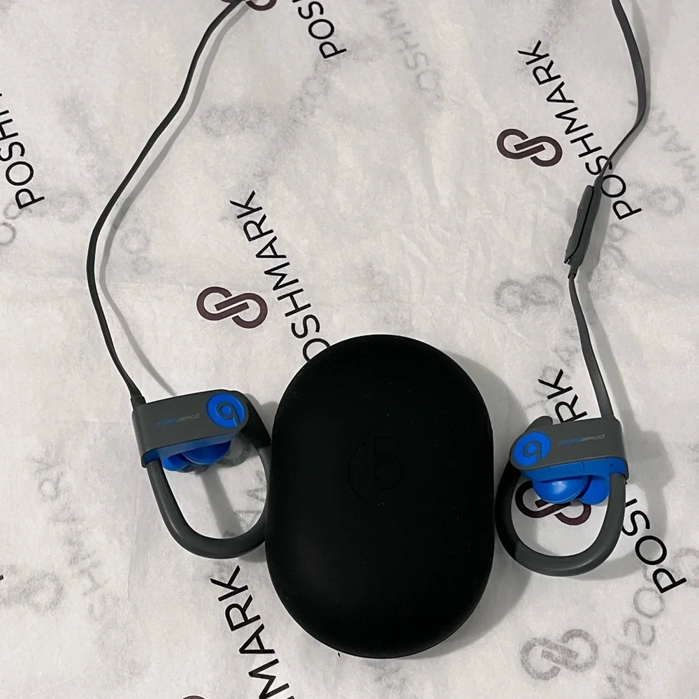 BEATS POWERBEATS BY DR DRE AUTHENTIC WIRELESS BLUE & GRAY BLUETOOTH HEADPHONE